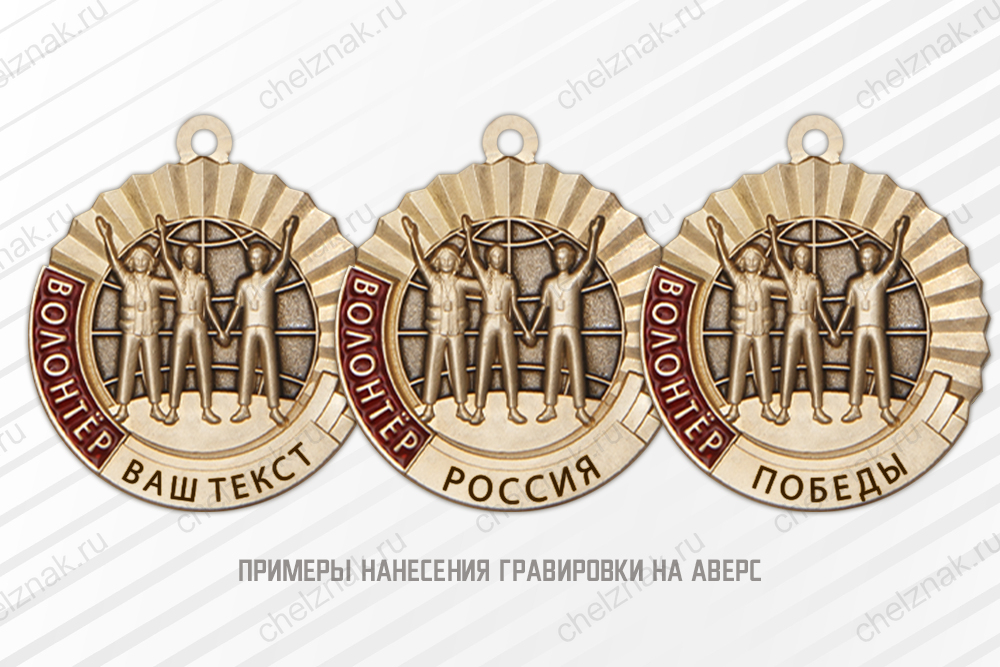 Медаль «Волонтер» с бланком удостоверения, дополнительное фото 1
