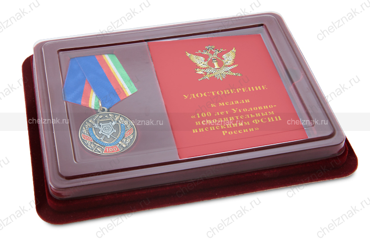 Наградной комплект к медали «100 лет Уголовно-исполнительным инспекциям ФСИН»