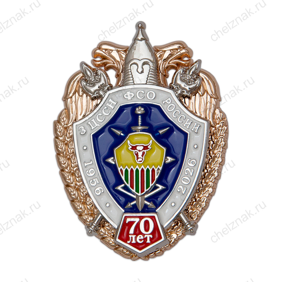 Нагрудный знак «70 лет 3 ЦССН ФСО России»