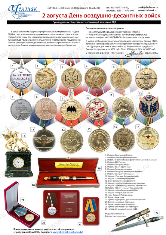 Награды к Дню воздушно-десантных войск