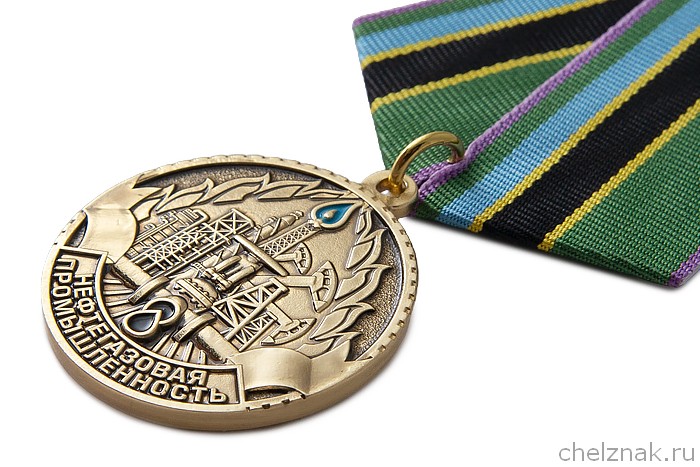 3D фото награды Медаль «За работу в нефтегазовой промышленности» с бланком удостоверения