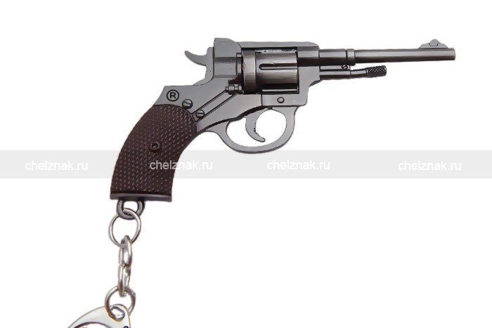 Реверс награды Металлический брелок с подвеской «Наган» 88 мм