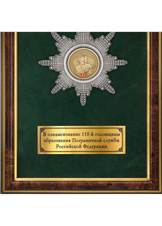 Обратная сторона награды Панно с орденом «В честь 110-летия пограничным войскам»