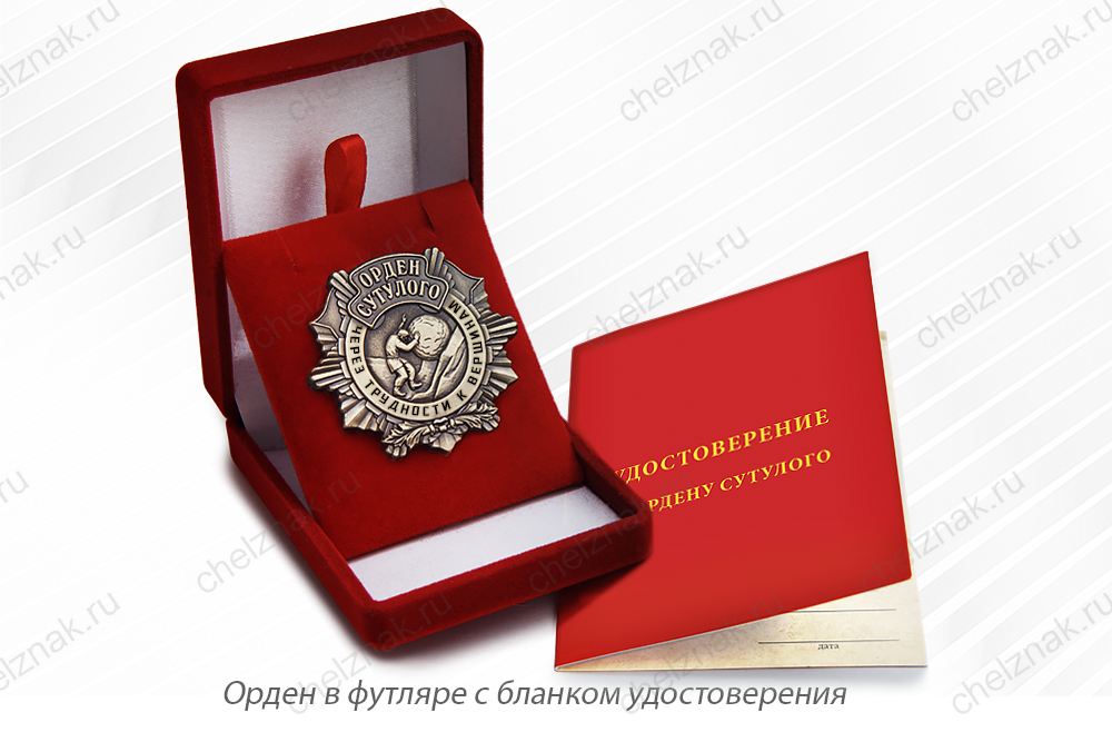 Орден Сутулого «Через трудности к вершинам» с бланком удостоверения, дополнительное фото 2