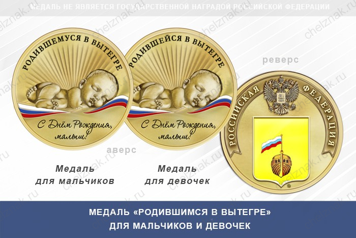 Медаль «Родившимся в Вытегре»