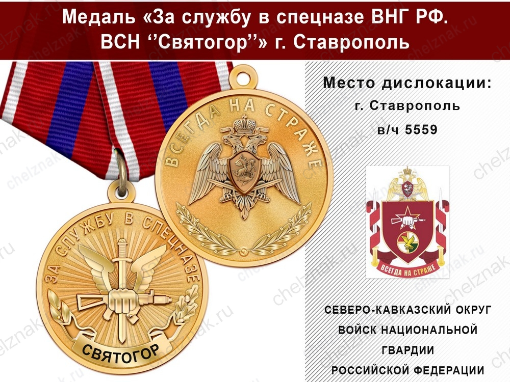 Медаль «За службу в Спецназе. 30 ОСпН "Святогор"» с бланком удостоверения
