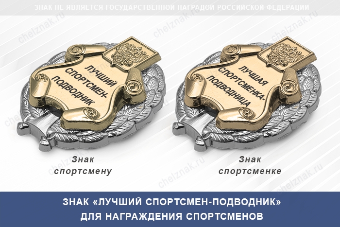 3D фото награды Знак «Лучший спортсмен-подводник» с бланком удостоверения