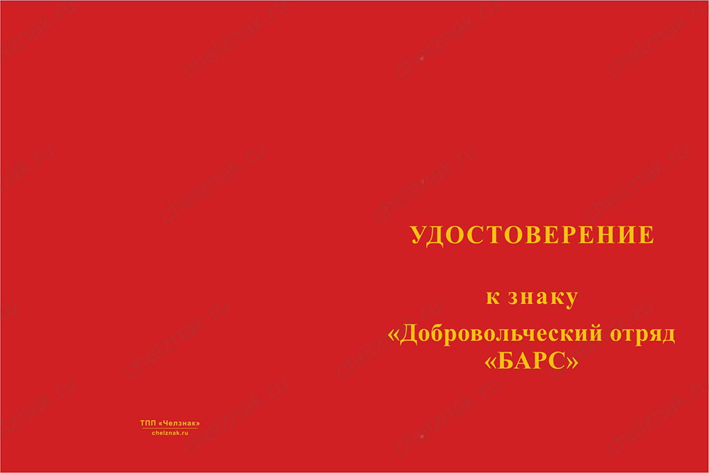 Бланк лицевая сторона Знак черный «Добровольческий отряд "БАРС"» (Универсальный под нанесение номера) с бл. удост.