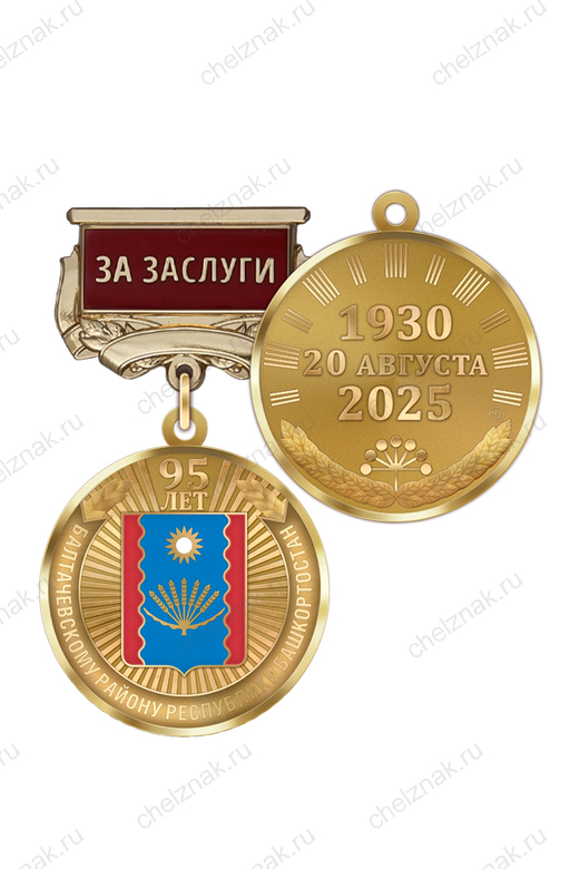 Медаль «95 лет Балтачевскому району Республики Башкортостан. За заслуги» с бланком удостоверения