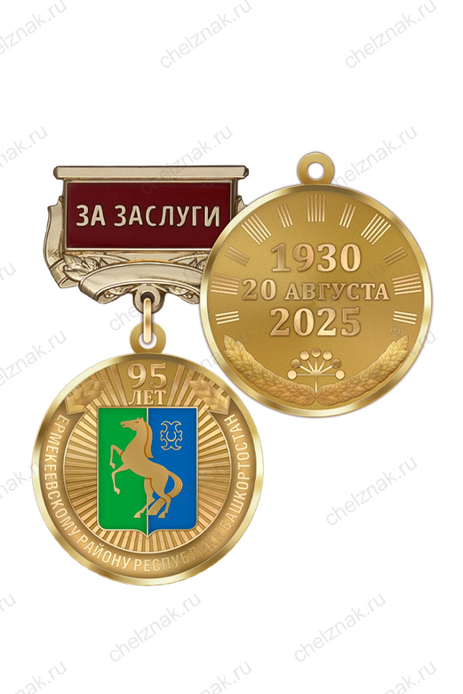 Медаль «95 лет Ермекеевскому району Республики Башкортостан. За заслуги» с бланком удостоверения