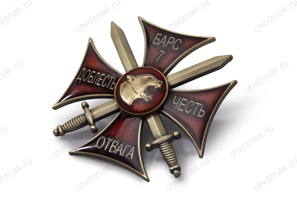 3D фото награды Знак «Отряд Барс 7. Доблесть. Честь. Отвага» с бланком удостоверения