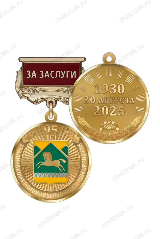 Медаль «95 лет Учалинскому району Республики Башкортостан. За заслуги» с бланком удостоверения