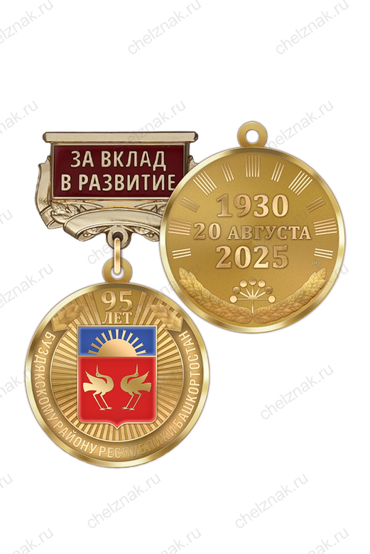 Медаль «95 лет Буздякскому району Республики Башкортостан. За вклад в развитие» с бланком удостоверения