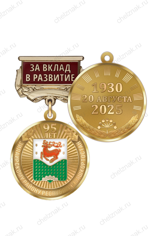 Медаль «95 лет Зилаирскому району Республики Башкортостан. За вклад в развитие» с бланком удостоверения