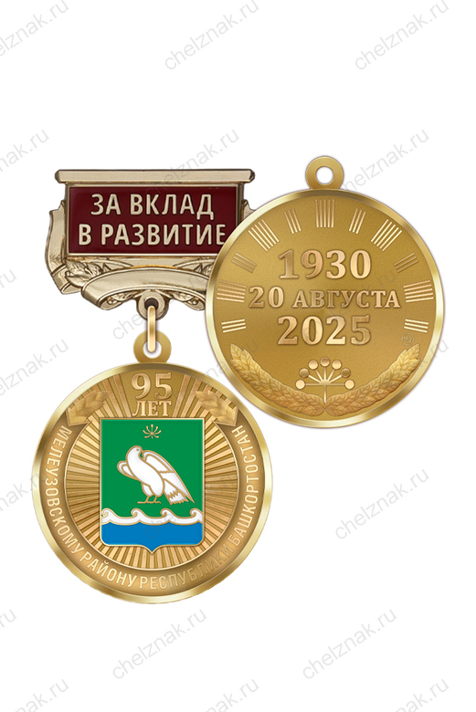 Медаль «95 лет Мелеузовскому району Республики Башкортостан. За вклад в развитие» с бланком удостоверения