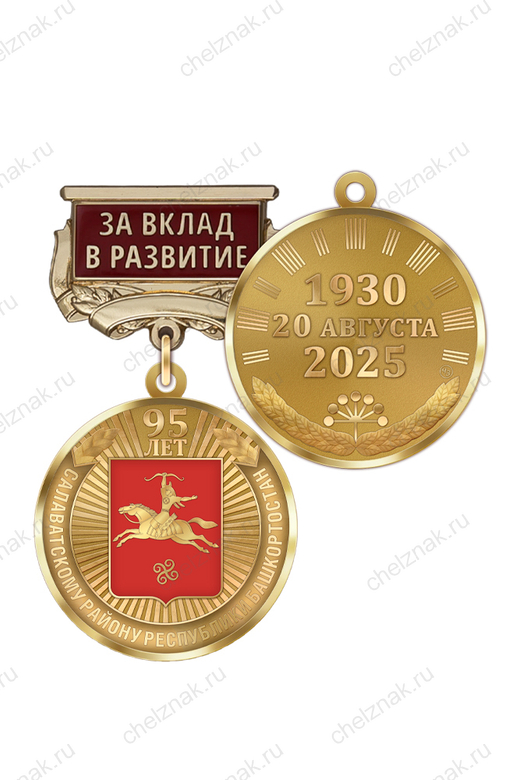Медаль «95 лет Салаватскому району Республики Башкортостан. За вклад в развитие» с бланком удостоверения