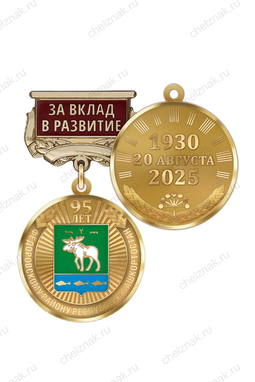 Медаль «95 лет Фёдоровскому району Республики Башкортостан. За вклад в развитие» с бланком удостоверения