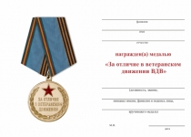 Удостоверение к награде Медаль ВДВ «За отличие в ветеранском движении» с бланком удостоверения