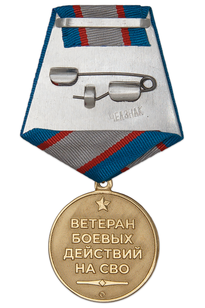 Реверс награды Медаль «Ветеран боевых действий СВО» с бланком удостоверения