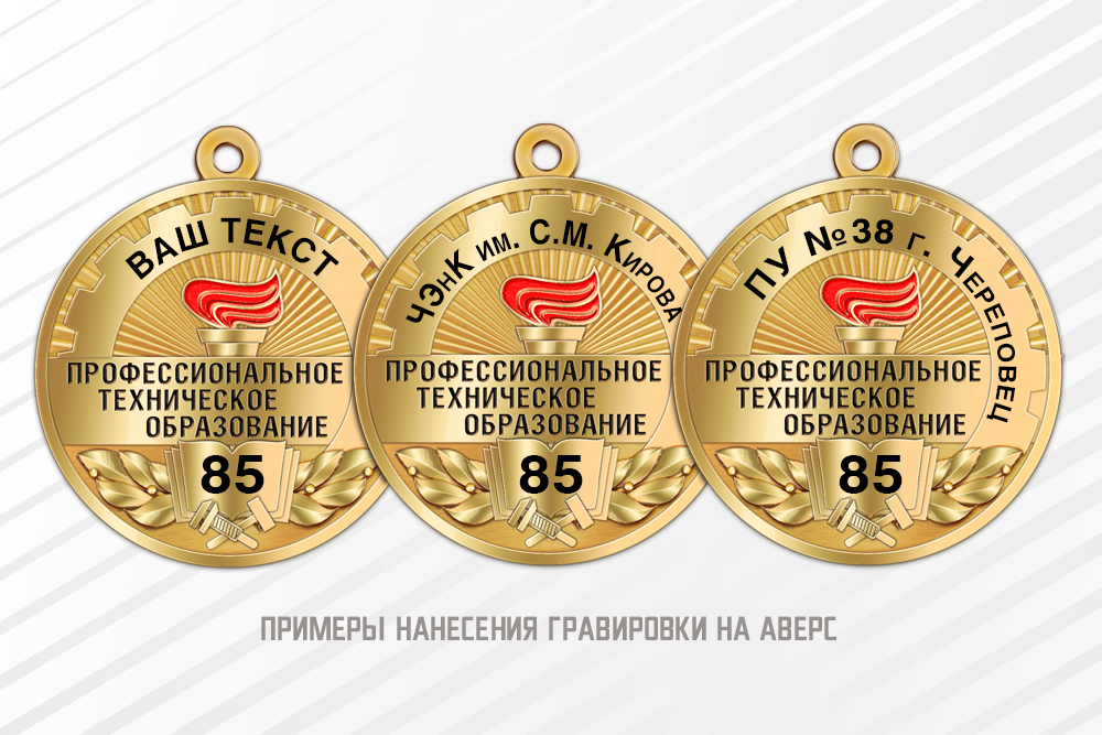 Медаль «85 лет Профтехобразованию» с бланком удостоверения, дополнительное фото 1