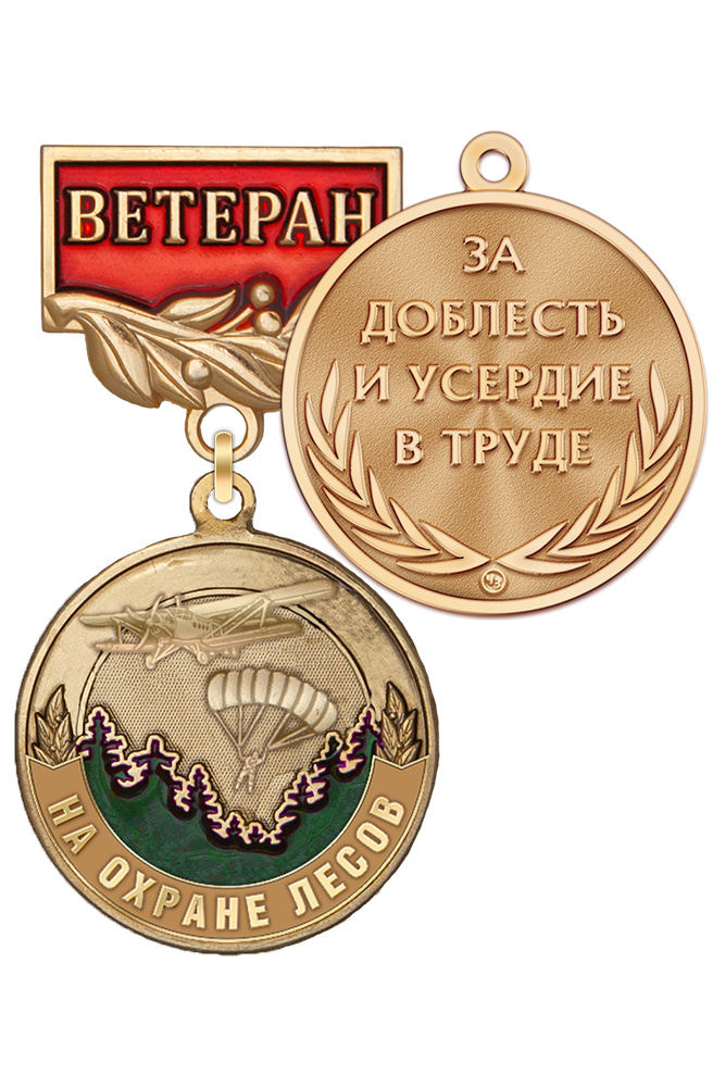 Медаль «Ветеран авиалесоохраны России» с бланком удостоверения