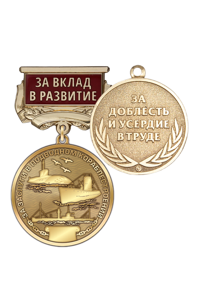 Знак «За вклад в развитие подводного кораблестроения» с бланком удостоверения