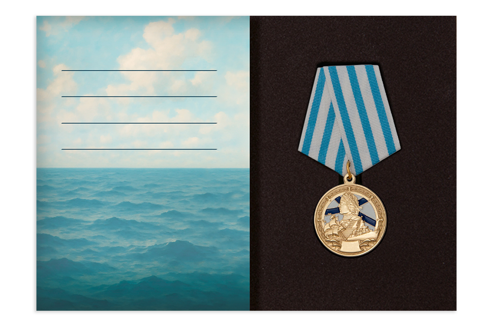 Поздравительная открытка с медалью «С Днём ВМФ», дополнительное фото 2