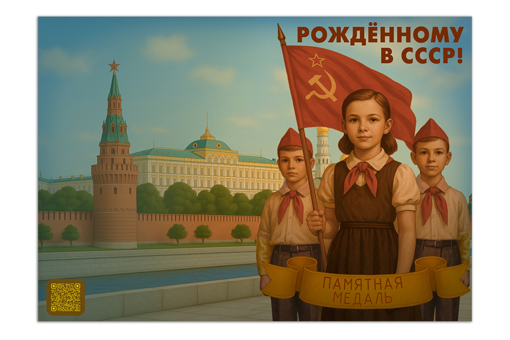 Поздравительная открытка с медалью «Рождённому в СССР», дополнительное фото 1