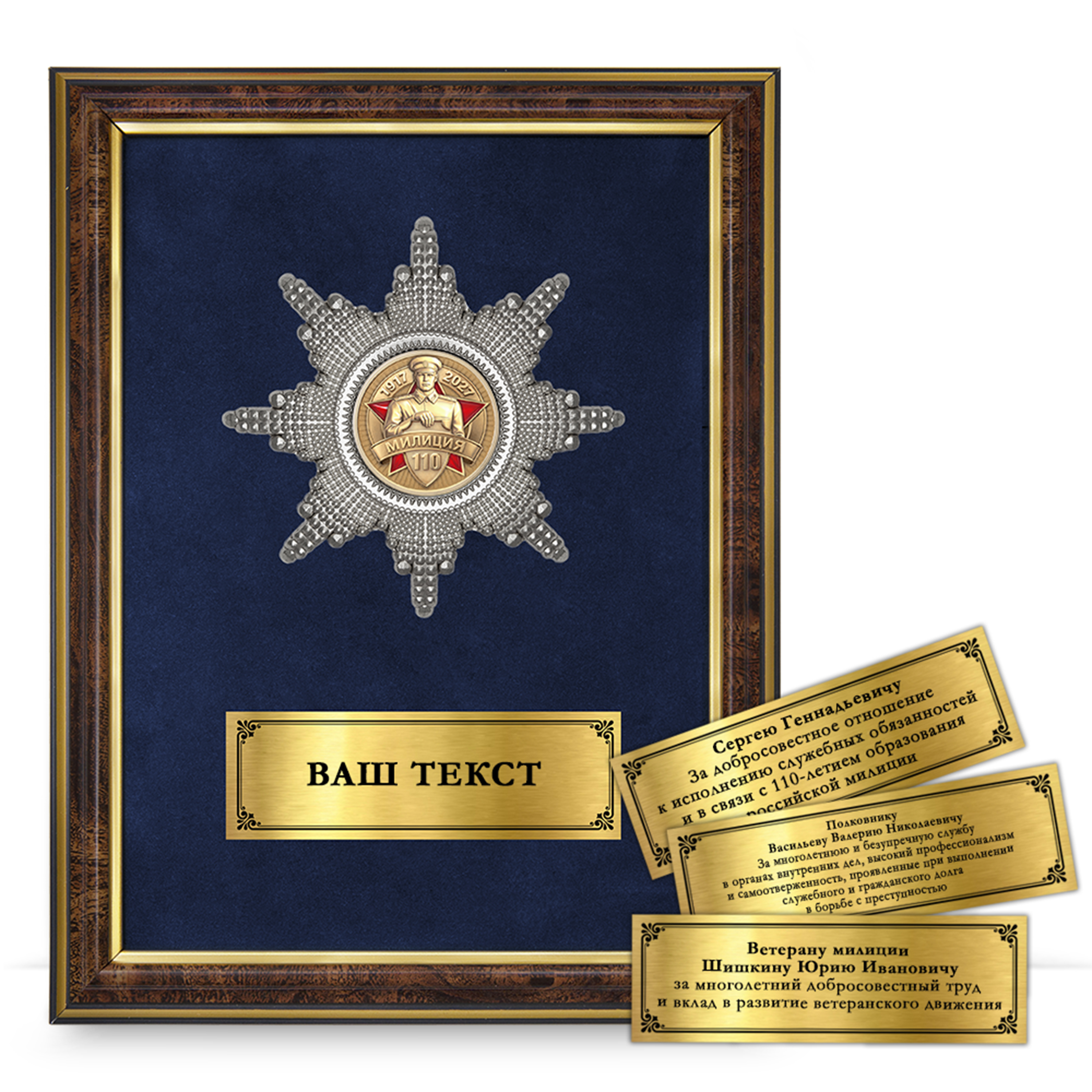 Лицевая сторона награды Наградное панно «110 лет милиции»