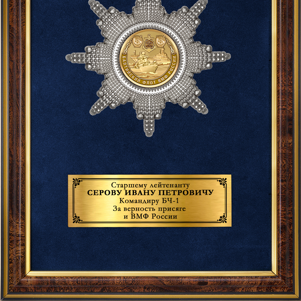 Обратная сторона награды Наградное панно «За службу на Балтийском флоте»