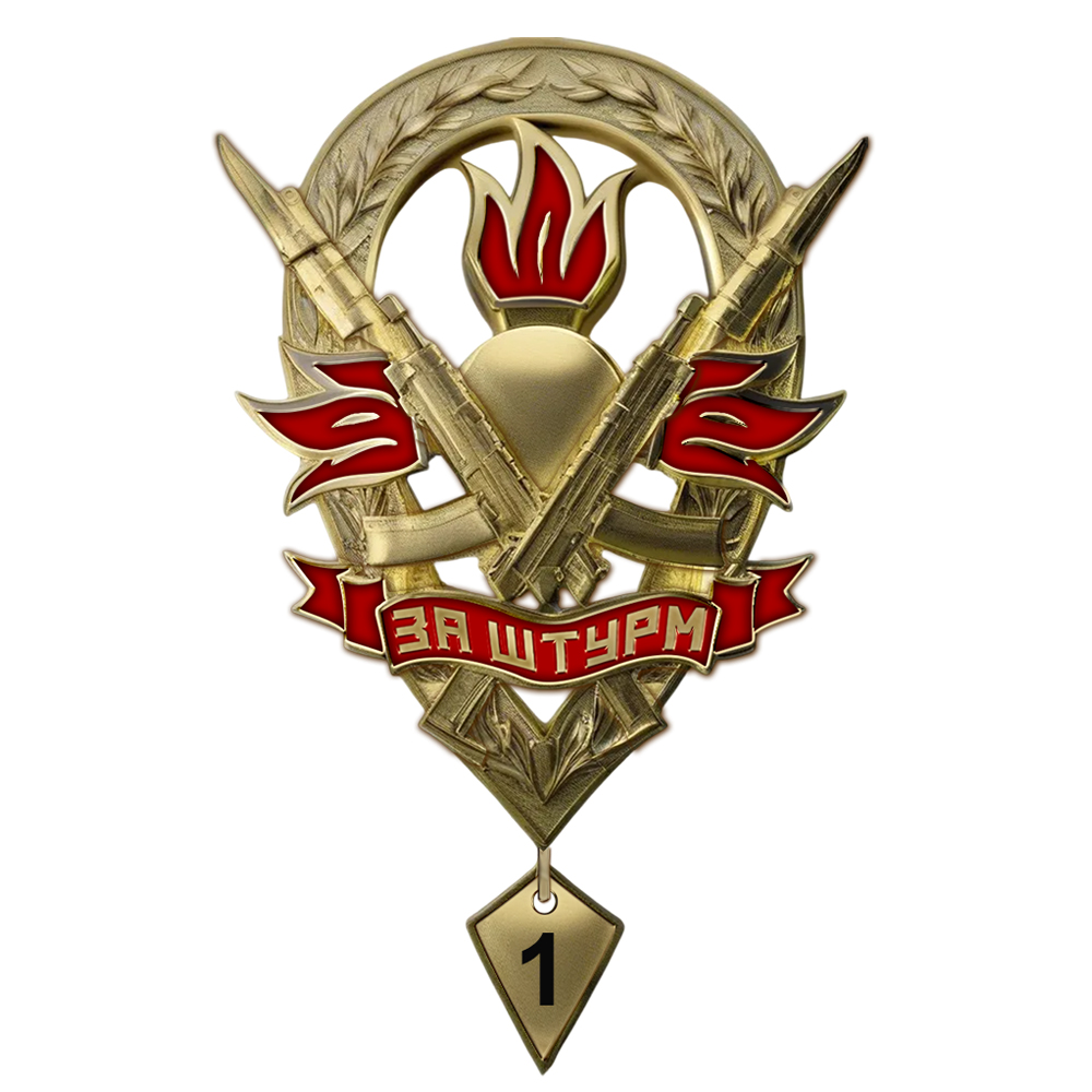 Знак квалификационный «За штурм» с бланком удостоверения