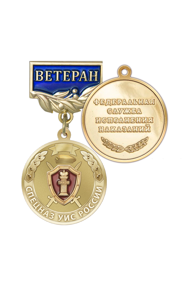 Медаль «Ветеран спецназа УИС России» с бланком удостоверения