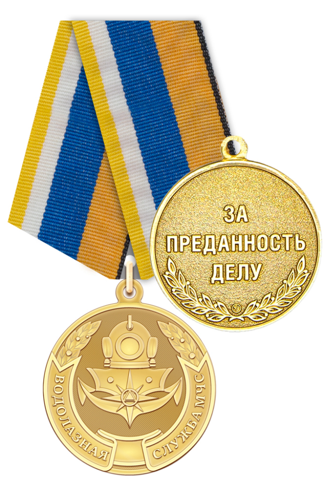 Медаль МЧС «За преданность водолазному делу» с бланком удостоверения
