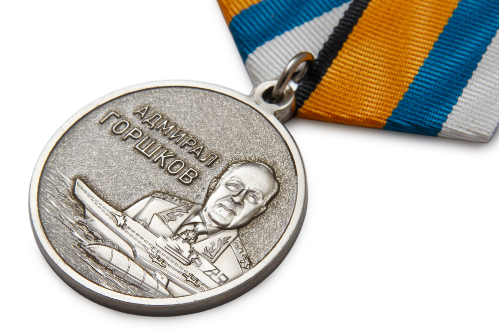 3D фото награды Медаль МО «Адмирал Флота Советского Союза С.Г. Горшков» с бланком удостоверения