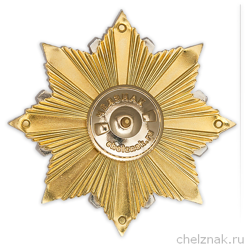 Реверс награды Знак с искусственными камнями «370 лет пожарной охране России» с бланком удостоверения