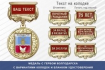 Медаль с гербом города Волгодарска Нижегородской области с бланком удостоверения