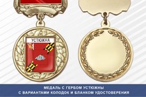 Медаль с гербом города Устюжны Вологодской области с бланком удостоверения