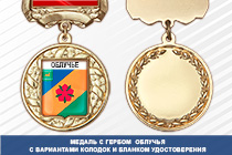 Медаль с гербом города Облучья Еврейского АО с бланком удостоверения