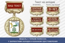 Медаль с гербом города Полесска Калининградской области с бланком удостоверения