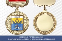 Медаль с гербом города Себежа Псковской области с бланком удостоверения