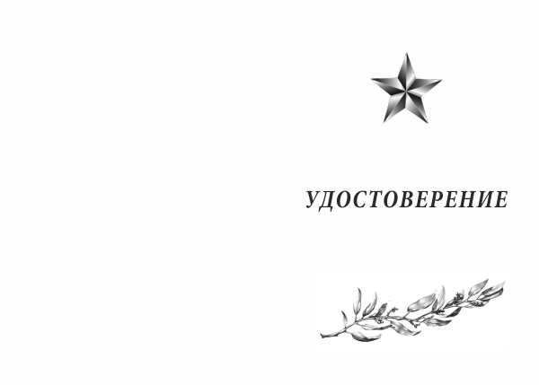 Бланк лицевая сторона Орденский знак «Участник боевых действий СССР» с бланком удостоверения