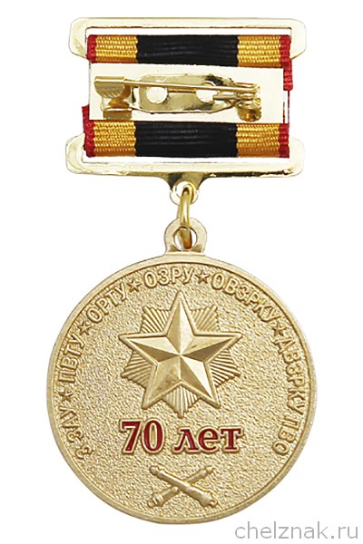 Реверс награды Медаль «70 лет Опочецкому зенитному ракетному училищу»