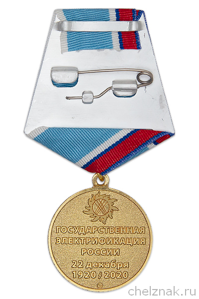 Реверс награды Медаль «100 лет плану ГОЭЛРО» с бланком удостоверения