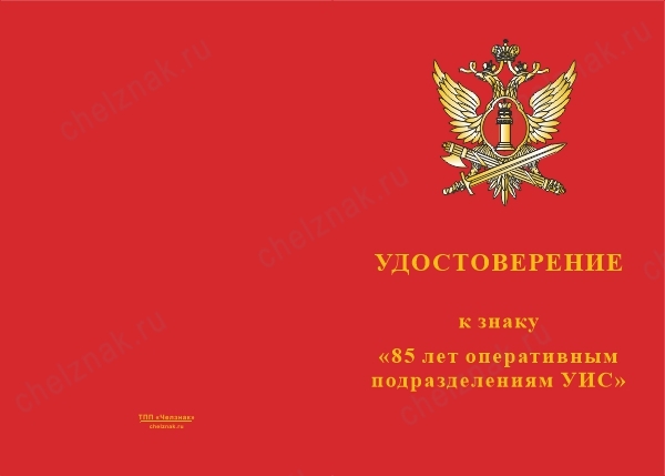 Лицевая сторона награды Знак «85 лет оперативным подразделениям УИС»