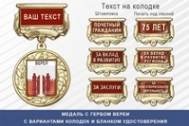 Медаль с гербом города Вереи Московской области с бланком удостоверения