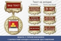 Медаль с гербом города Бабушкина Республики Бурятия с бланком удостоверения