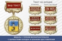 Медаль с гербом города Малоархангельска Орловской области с бланком удостоверения