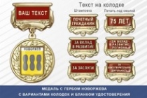 Медаль с гербом города Новоржева Псковской области с бланком удостоверения