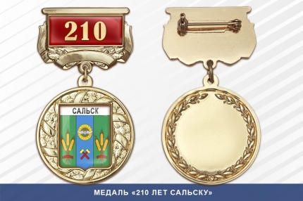 Медаль «210 лет Сальску» с бланком удостоверения