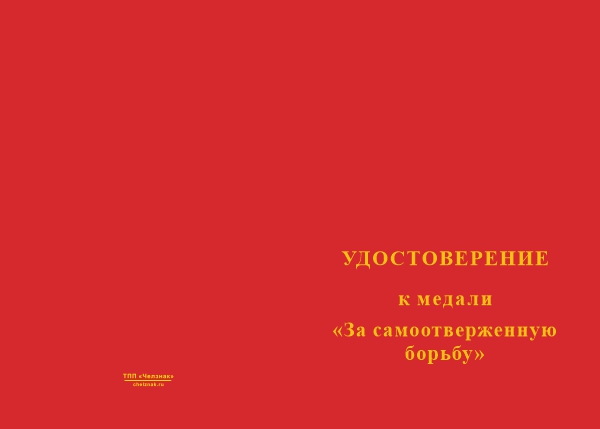 Лицевая сторона награды Медаль на квадроколодке «За самоотверженную борьбу с коронавирусом» с бланком удостоверения
